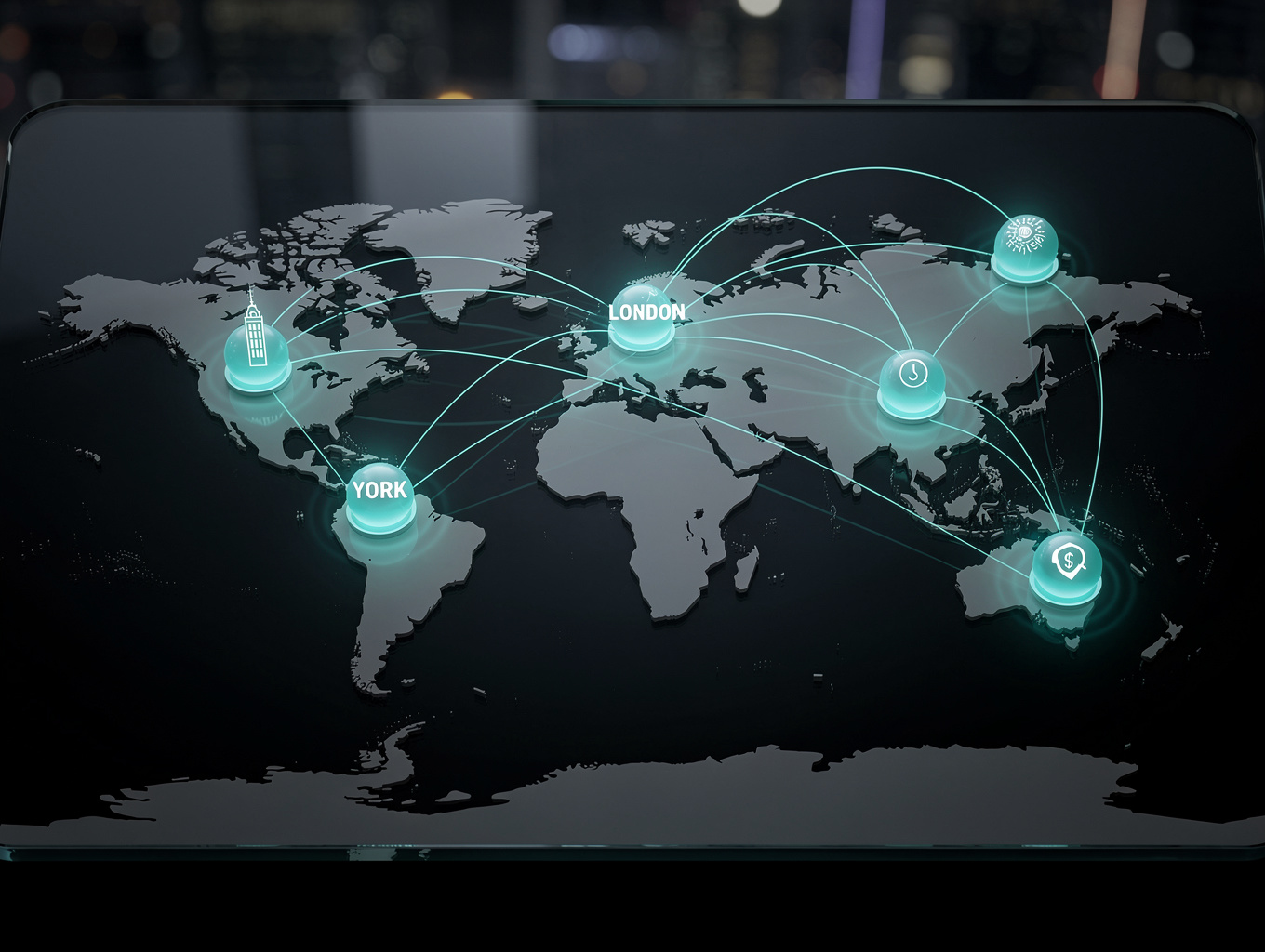 Global network map showing liquidity distribution