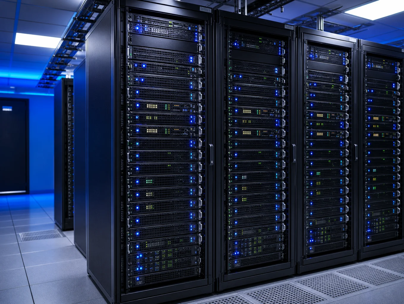 High-frequency trading server rack in a secure data center